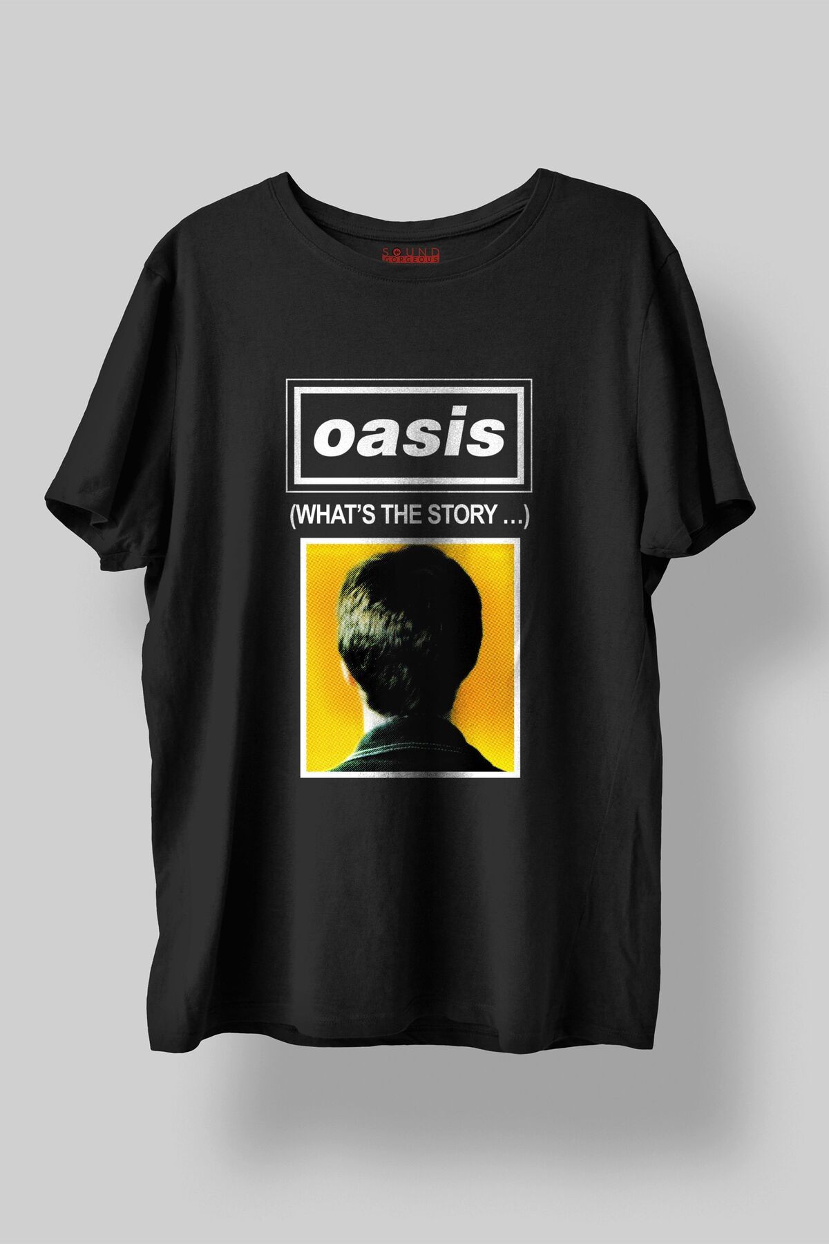 Sound Gorgeous Oasis Müzik Tasarımlı Baskılı Regular Fit Unisex Siyah T-Shirt %100 Pamuk Rahat Kalıp Tişört No:0265