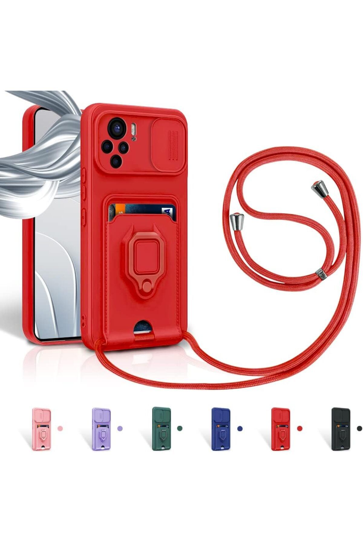 Rivor Xiaomi Redmi Note 10 & Note 10s Kılıf Kamera Koruma Sürgülü Kartvizitli Kartlıklı Standlı Kapak