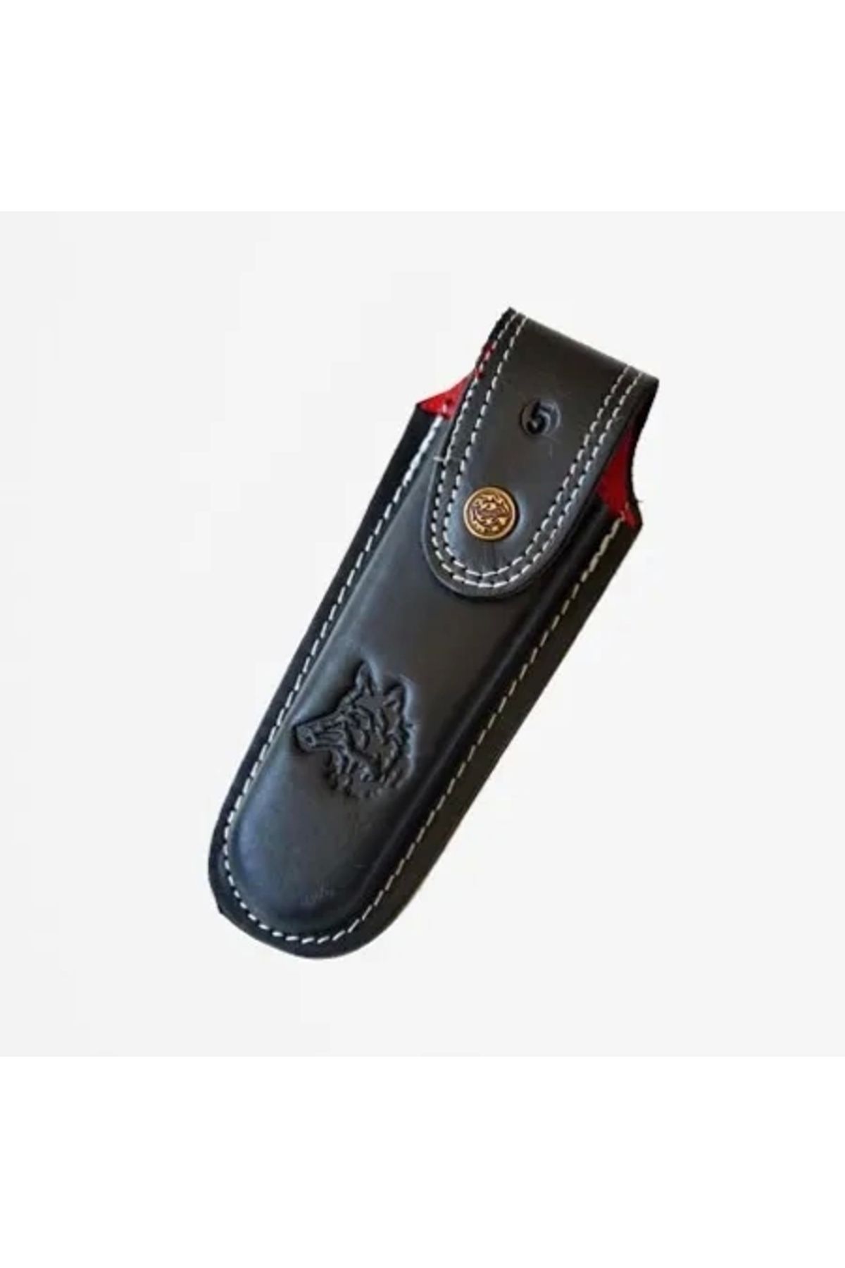ShopNova Kurt Figürlü Hakiki Deri Çakı Kılıfı No:2, 12 X 4 Cm - Kemerlikli