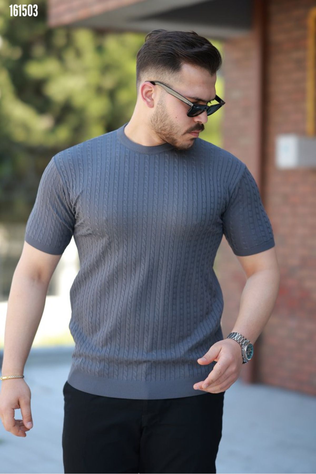 moda wanilia Erkek Bisiklet Yaka Örme Kumaş Kısa Kollu T-shirt