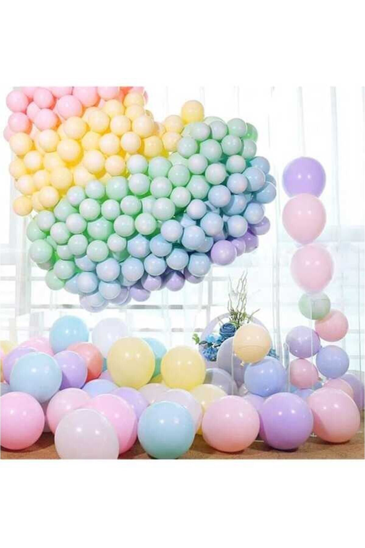 DOĞA PARTİ EVİ 12 Inç Standart Boy Makaron Balon Zincir Seti 50 Adet Mix