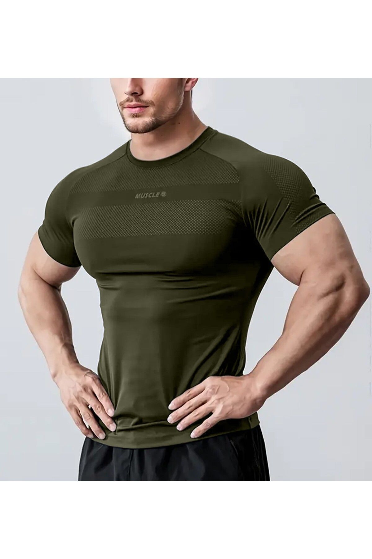 GHASSY CO. Ghassy Co. Erkek Nem Emici Hızlı Kuruyan Renk Solmayan Atletik Teknik Fitness Spor T-shirt