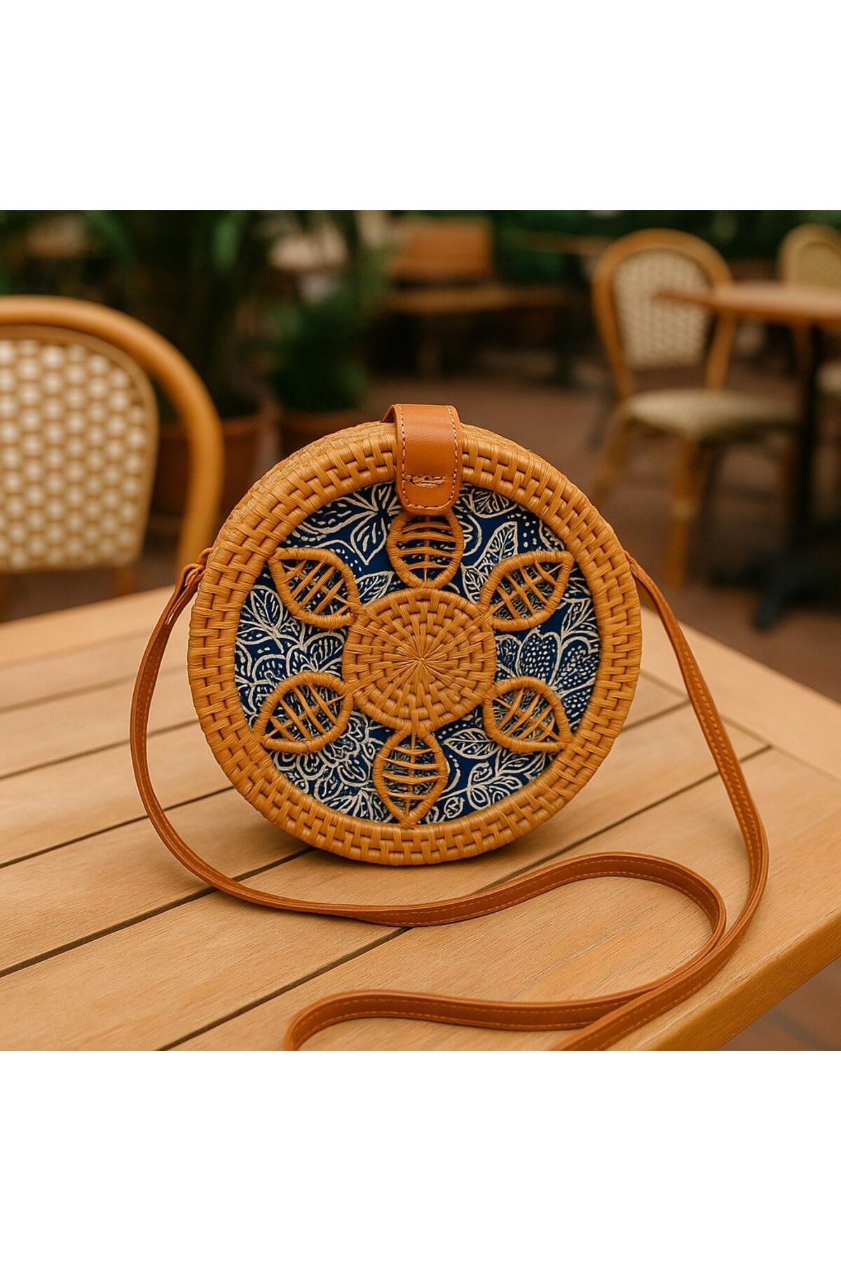 NUR KARACA 25Y8971 YUVARLAK HASIR RATTAN ÇANTA KADIN