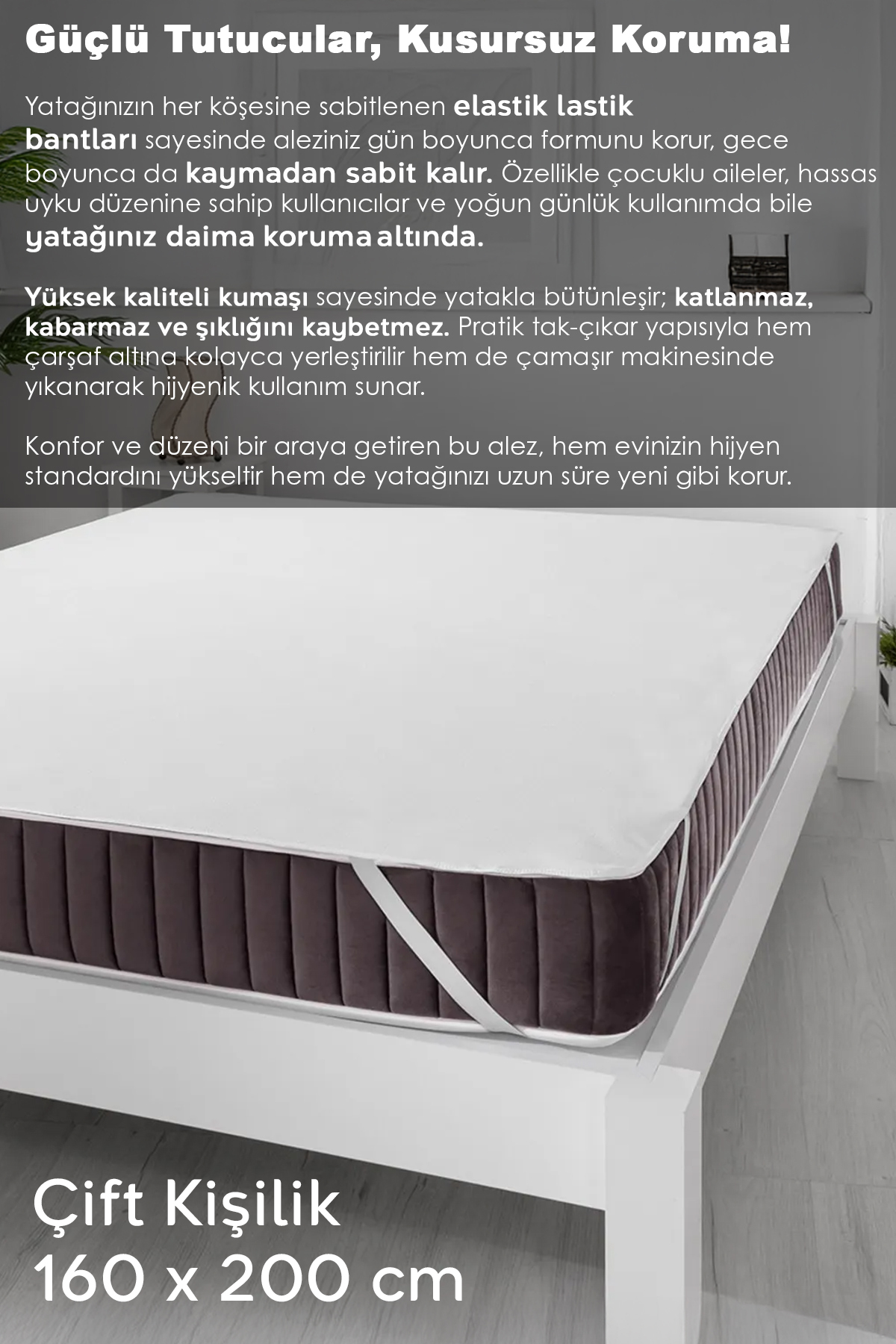 Meleni Baby Çift Kişilik Köşe Lastikli Alez - Sıvı Geçirmez Yatak Alezi Bebek Çocuk Yatak Koruyucu 160x200cm fotoğrafı 4 (önizleme)