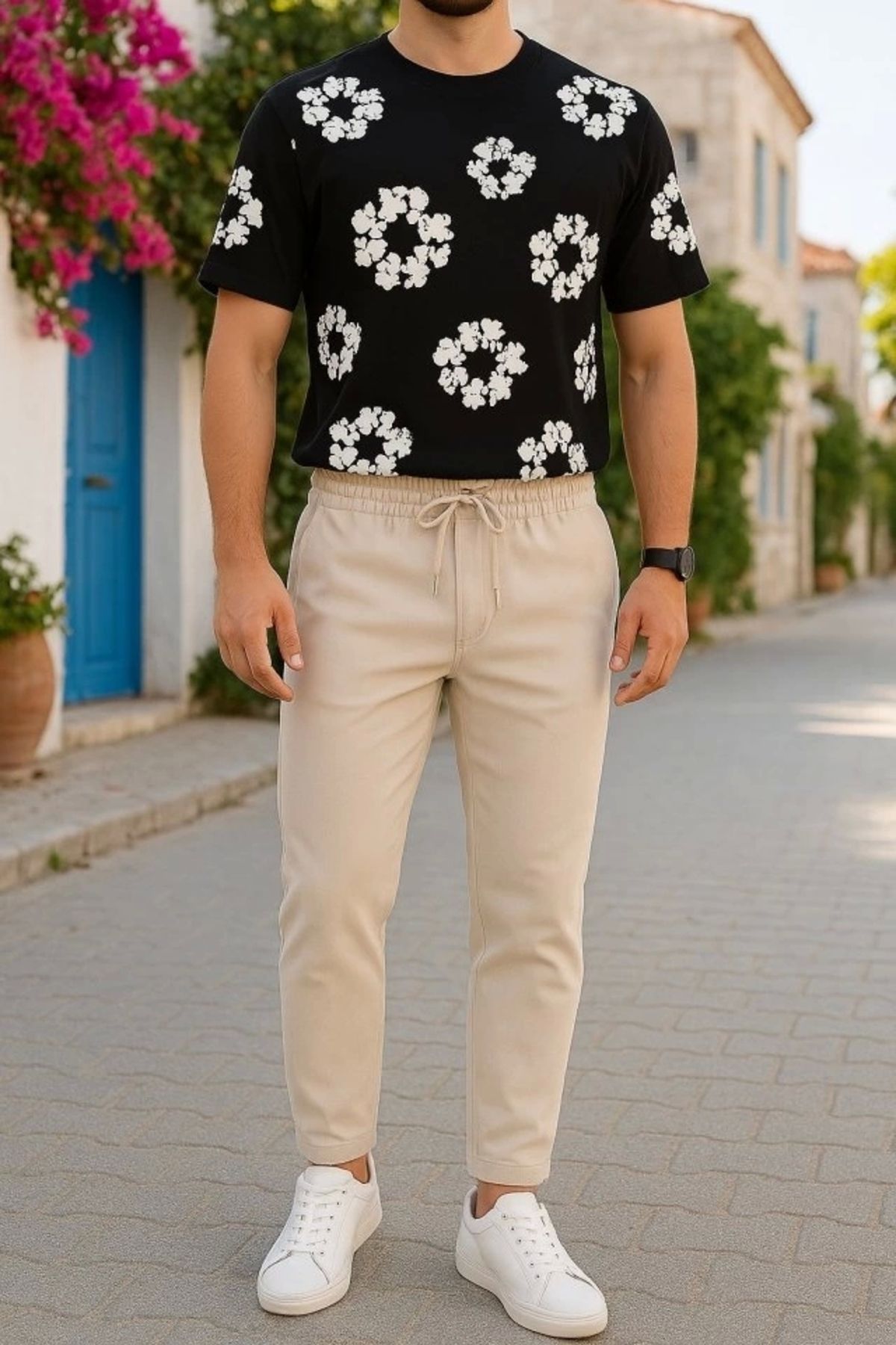 Silerra Ön Ve Arka Baskılı Oversize Bisiklet Yaka T-shirt- Siyah