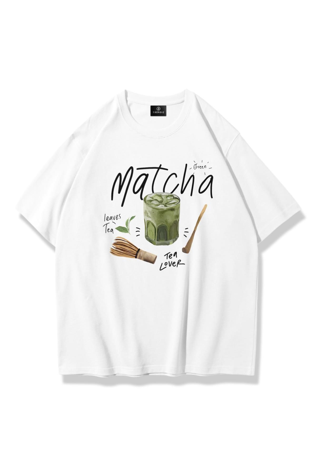 Trendiz Unisex Matcha Tshirt Beyaz