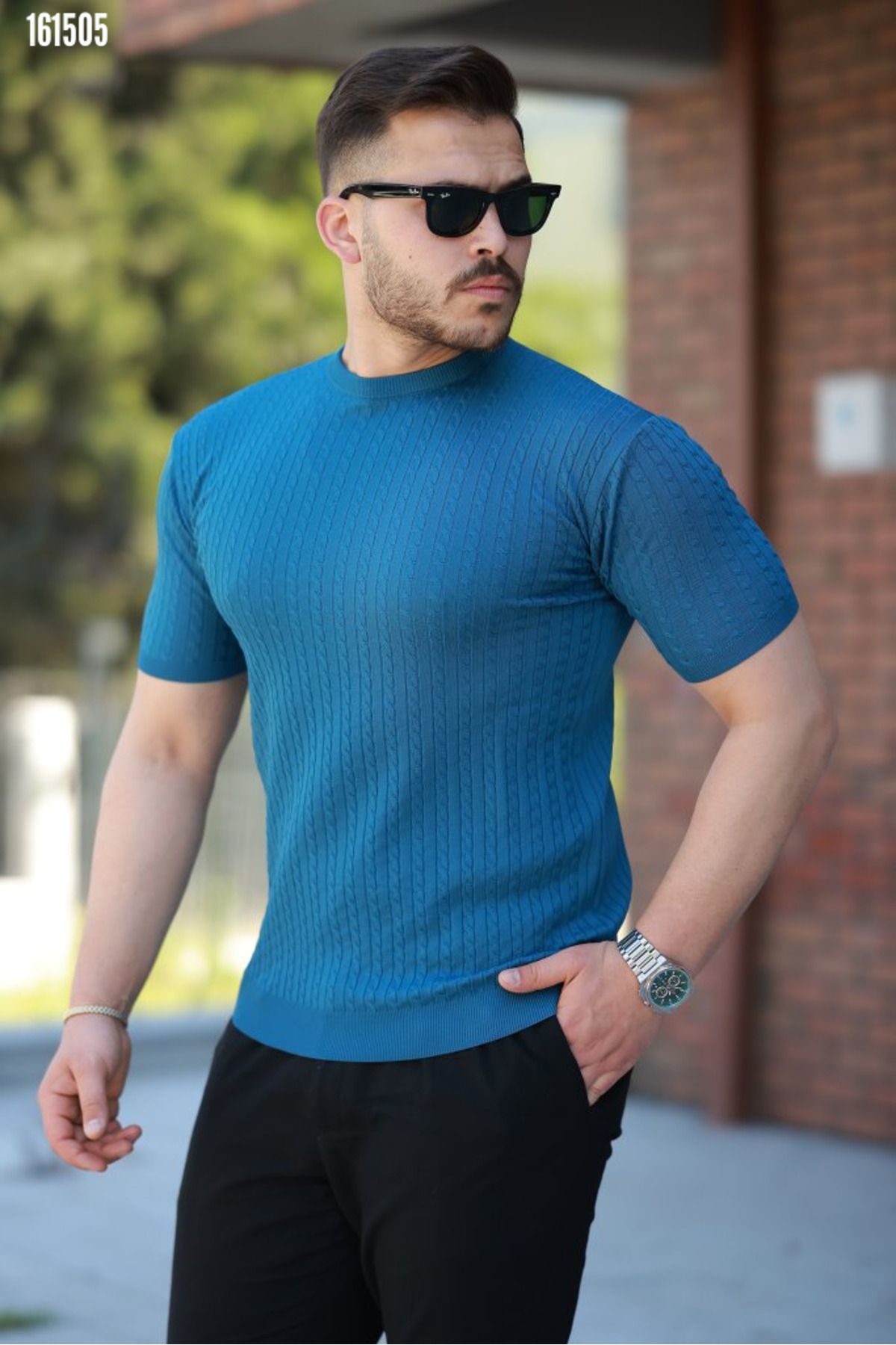 moda wanilia Erkek Bisiklet Yaka Örme Kumaş Kısa Kollu T-shirt