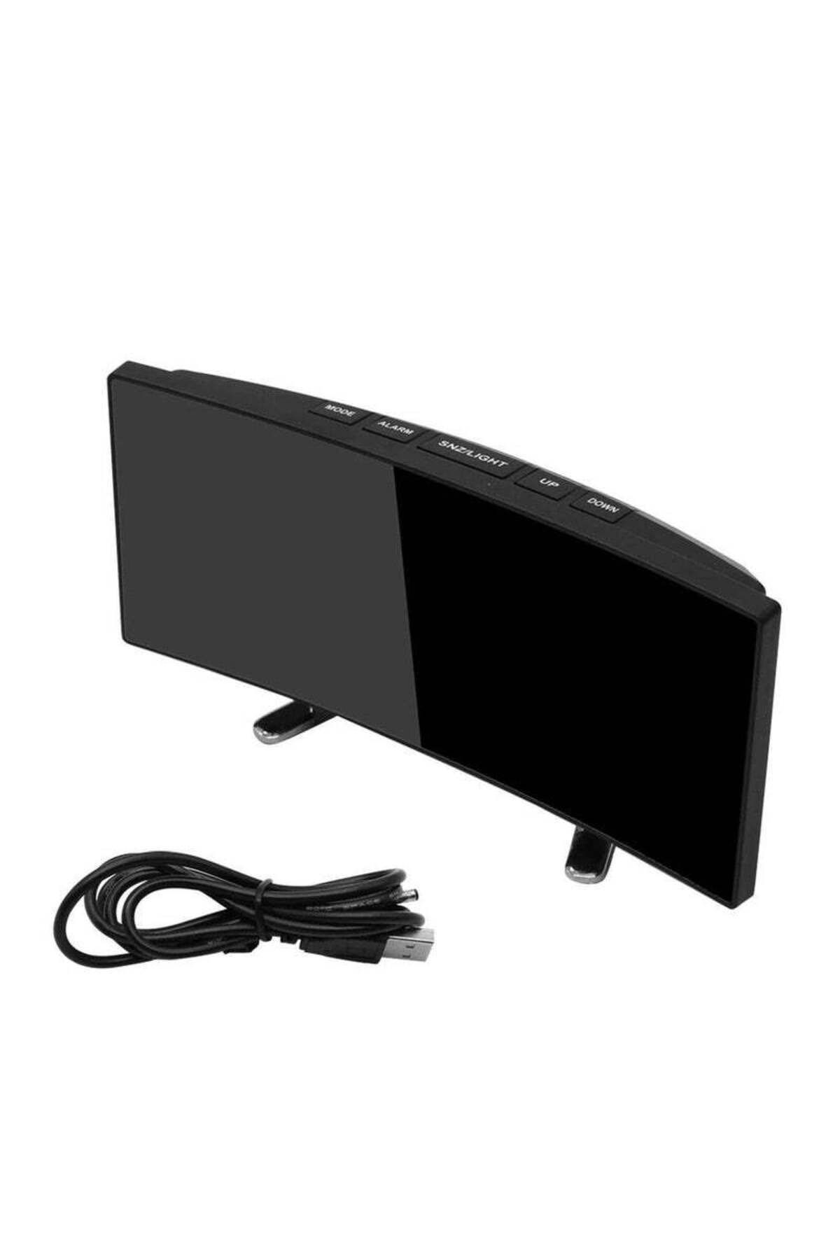 MACVI-Macvi® mirror table clock, model DT-6507, curved LED screen, temperature display, Green 4