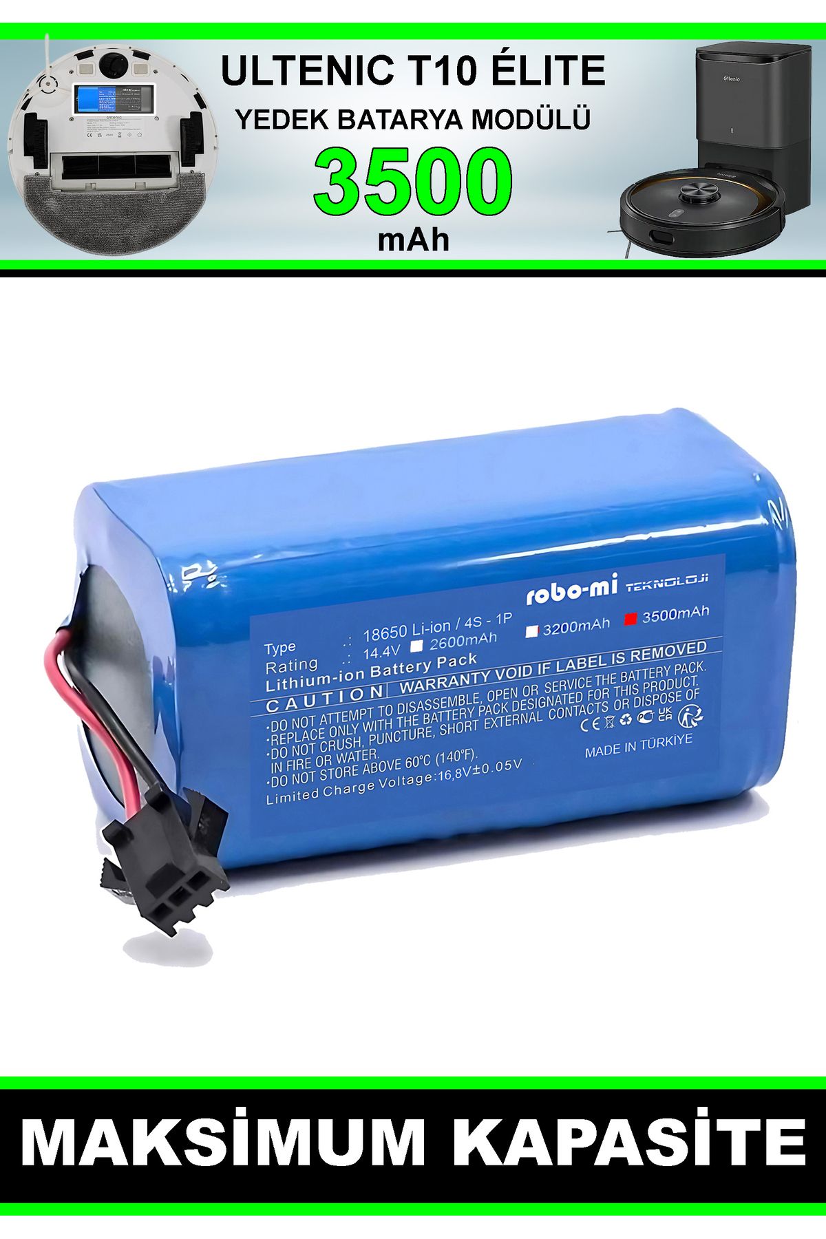 robo-mi Ultenic T10 Elite 3500mah Robot Süpürge Bataryası - Gerçek Kapasite, Maksimum Güvenlik