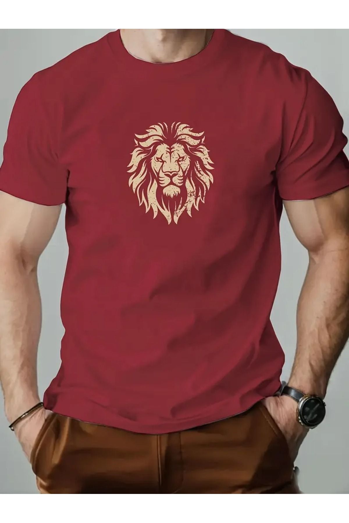 LuxeEdge Aslan Baskılı Unisex Oversize T-Shirt