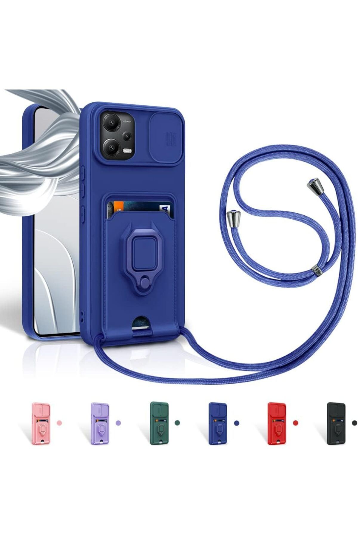 Rivor Xiaomi Redmi Note 12 5G & Poco X5 5G Kılıf Kamera Koruma Sürgülü Kartvizitli Kartlıklı Standlı Kapak