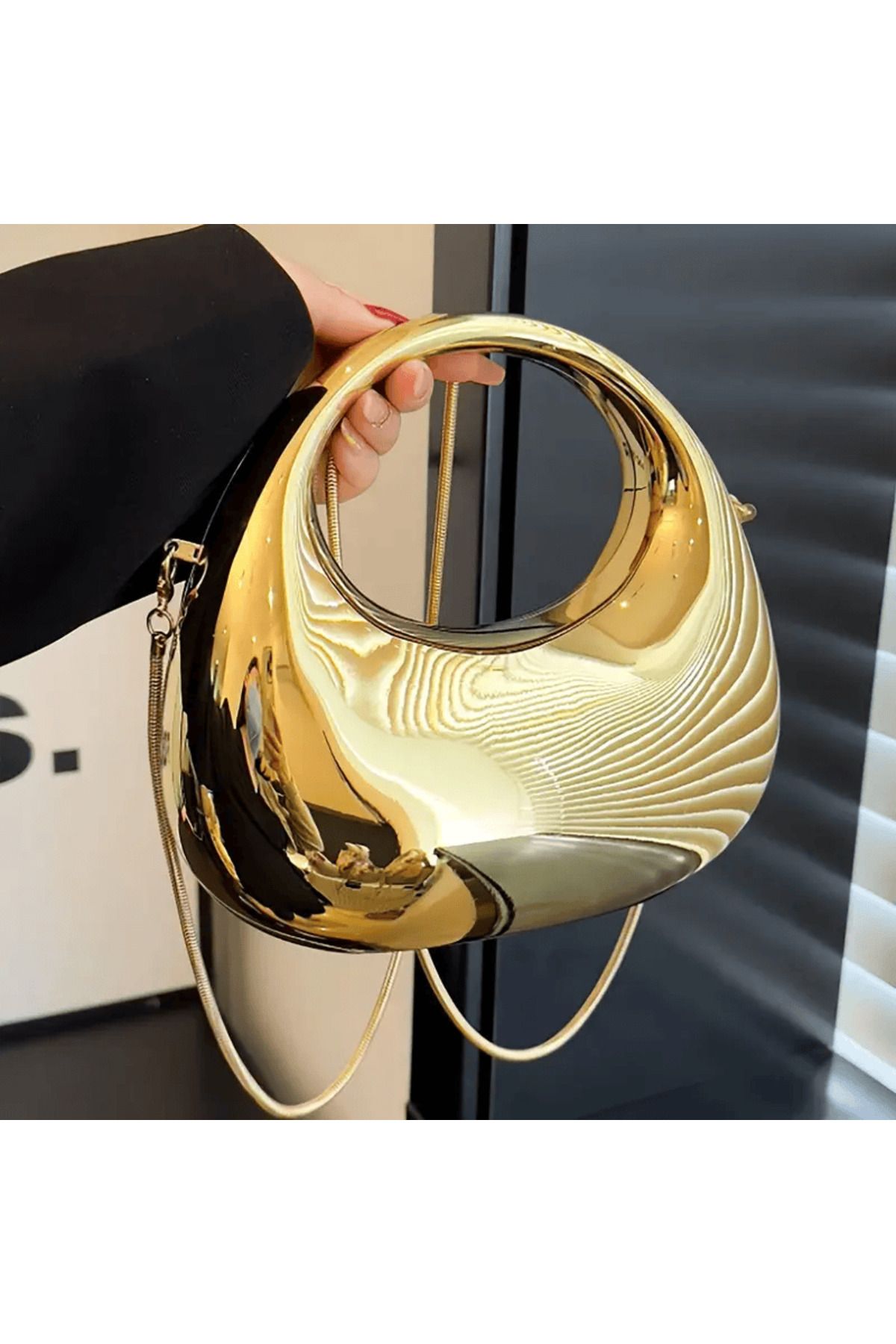 Zümrüt OYUNCAK HOME Altın Gold Akrilik Hilal Çanta