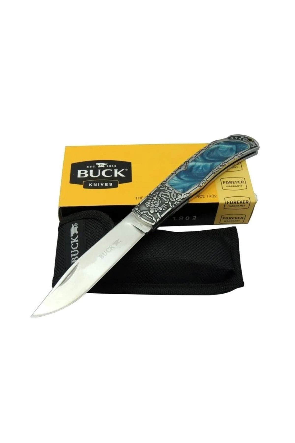 ShopNova Knives Bk-009bl Mavi Kamp Çakı 23 Cm - Ampampamp Metal Saplı, Kılıflı, Kutulu