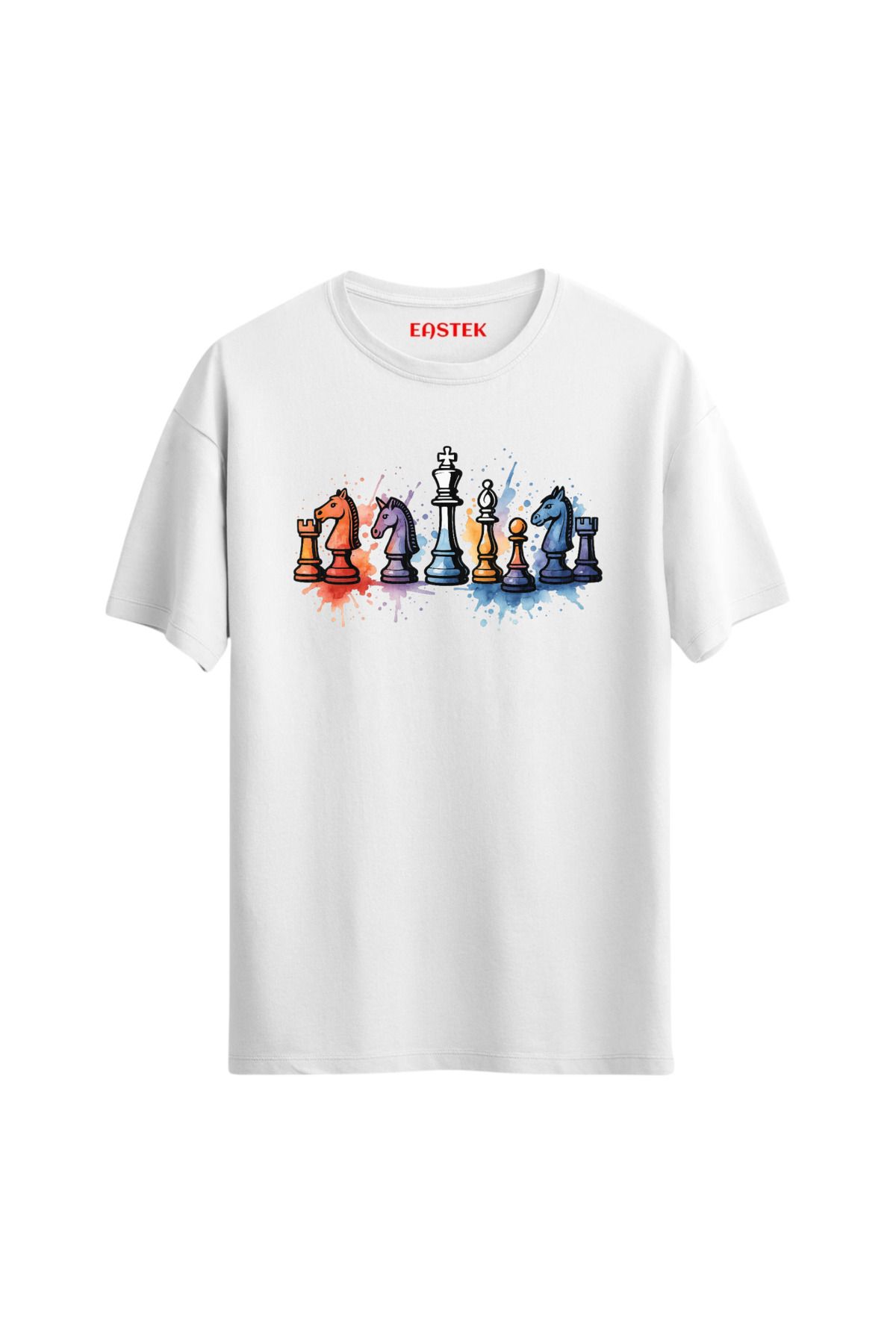 Eastek Chess Colorful Unisex Baskılı Tasarım Tshirt