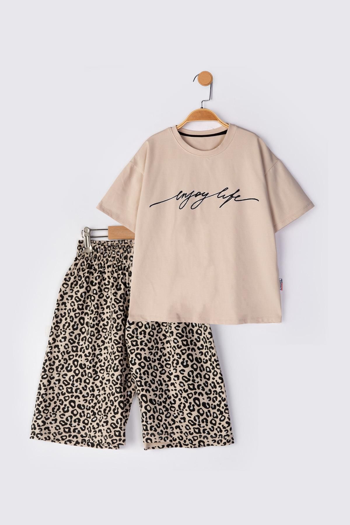 Lmn LEOPAR ŞORTLU KIZ TAKIM