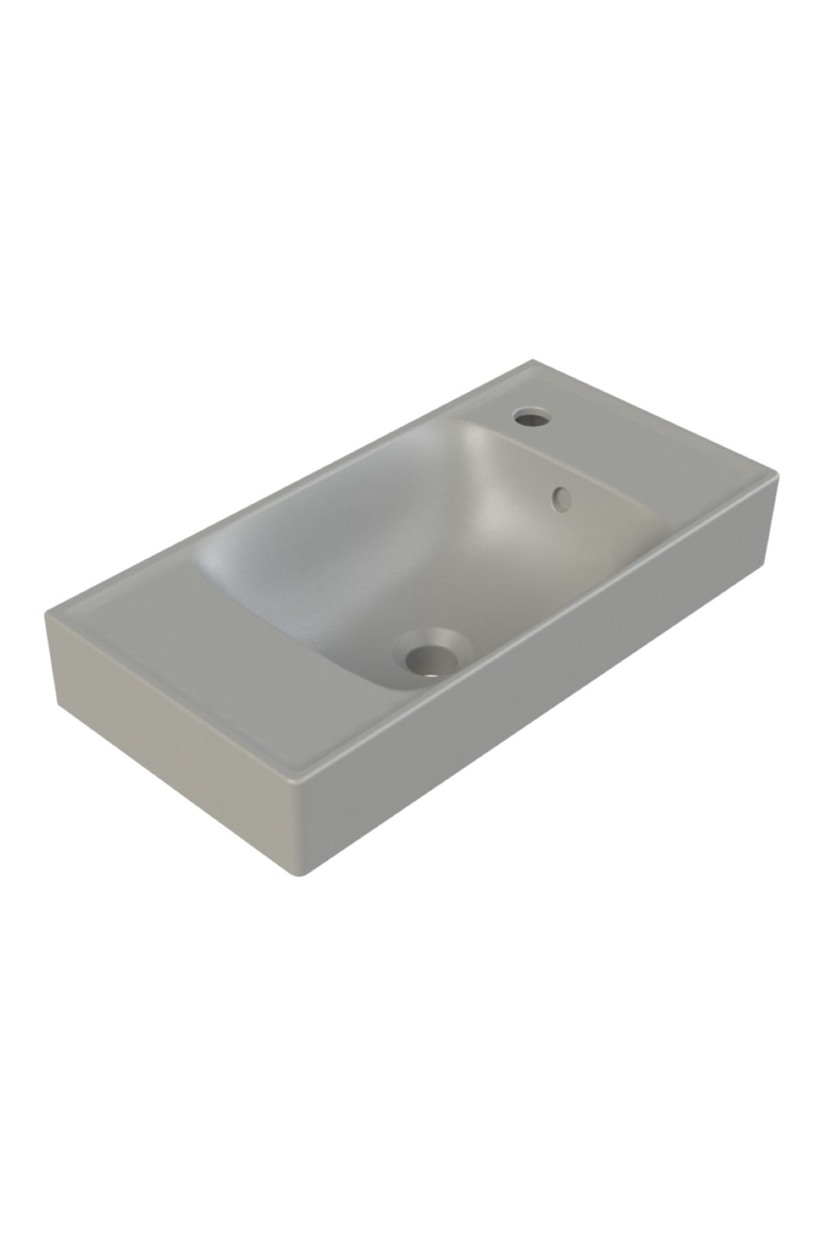 Turkuaz MAT GRİ SHARP 60X30 CM SAĞ DELİKLİ ETAJERLİ LAVABO
