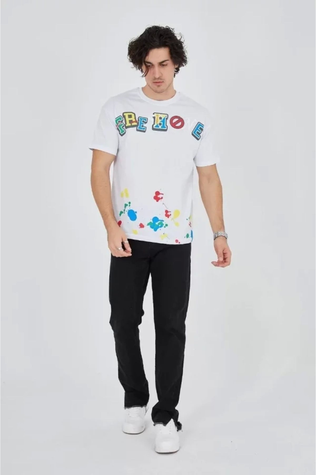 Silerra Erkek Baskılı Penye T-Shirt - Beyaz