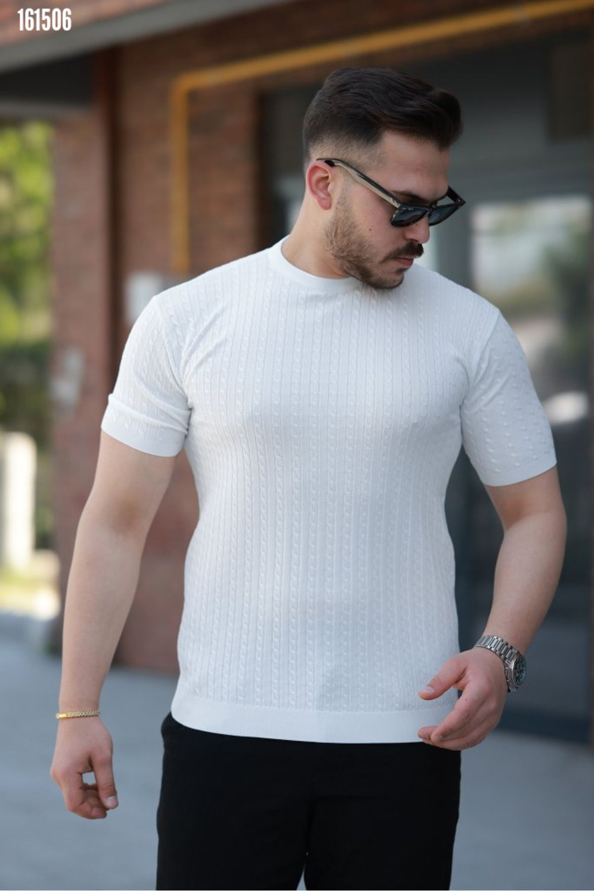 moda wanilia Erkek Bisiklet Yaka Örme Kumaş Kısa Kollu T-shirt