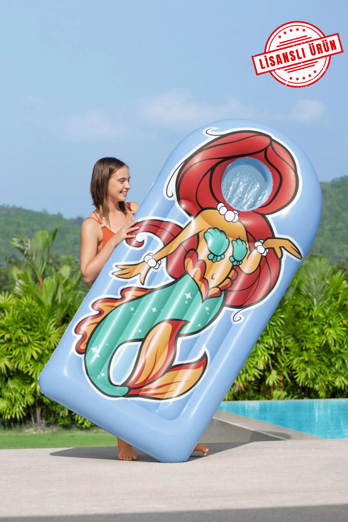 craftivio Çizgi Karakterli Pencereli Premium Deniz Havuz Yatağı 188x89 cm Yeni Sezon