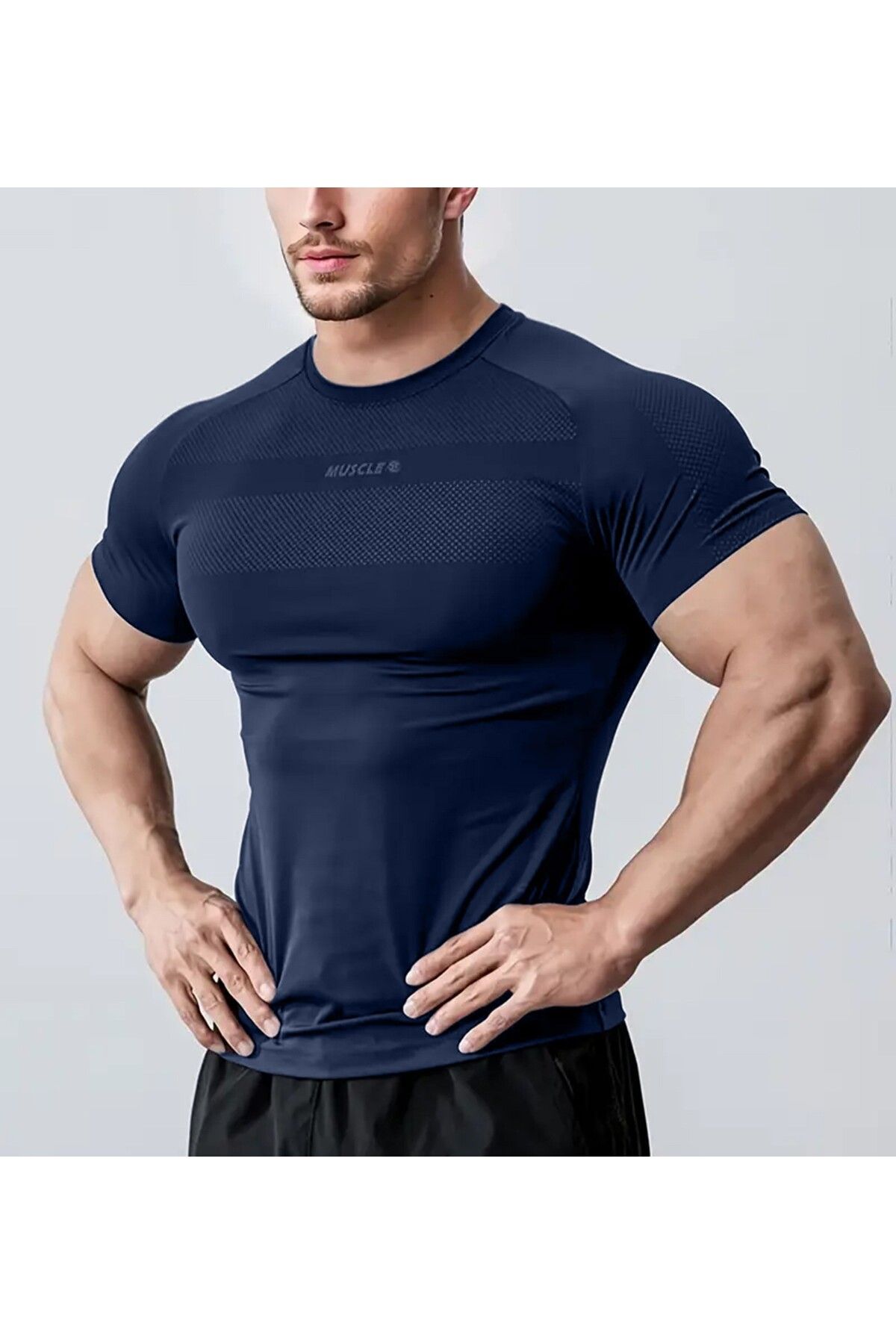 GHASSY CO. Ghassy Co. Erkek Nem Emici Hızlı Kuruyan Renk Solmayan Atletik Teknik Fitness Spor T-shirt
