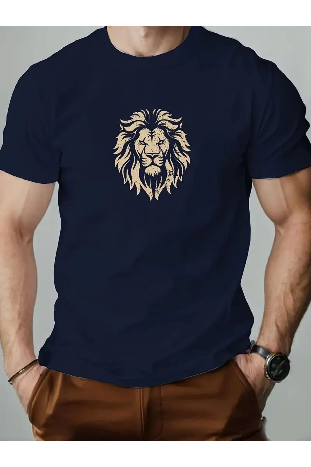 LuxeEdge Aslan Baskılı Unisex Oversize T-Shirt