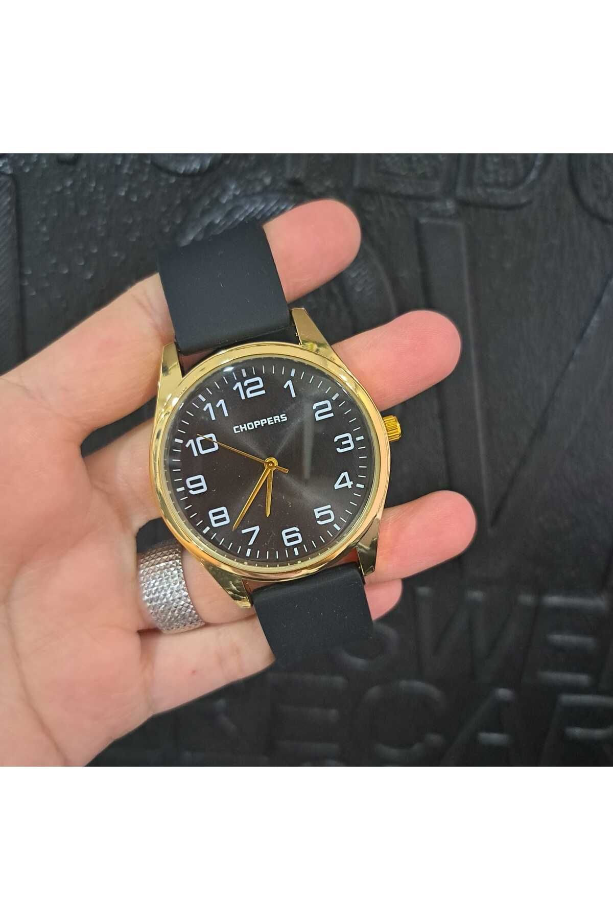 Choppers PARLA SİYAH SLİKON KORDON SİYAH KADRAN ŞIK ERKEK KOL SAATİ