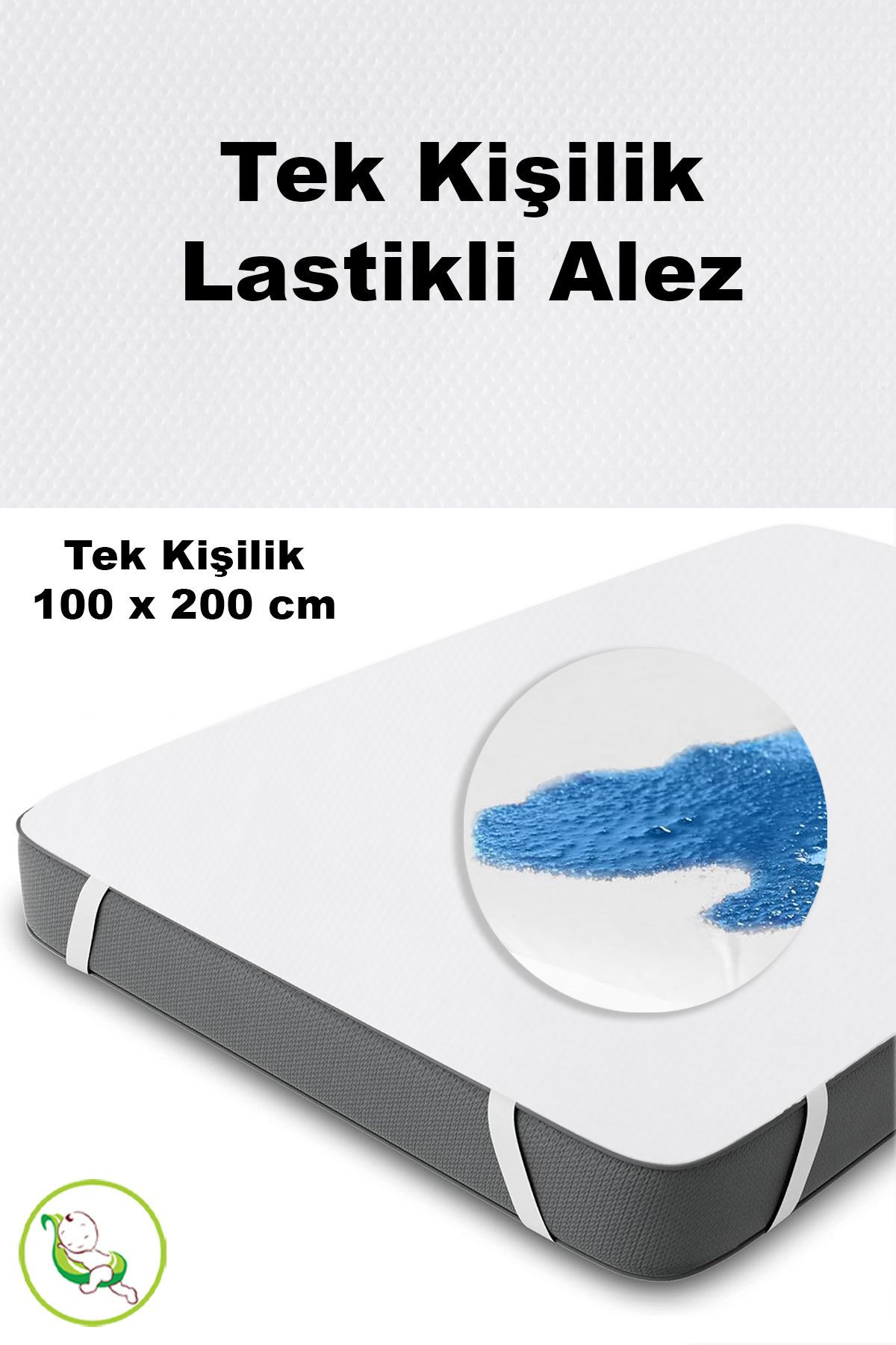 Meleni Baby Tek Kişilik Köşe Lastikli Alez - Sıvı Geçirmez Yatak Alezi Bebek Çocuk Yatak Koruyucu 100x200 cm