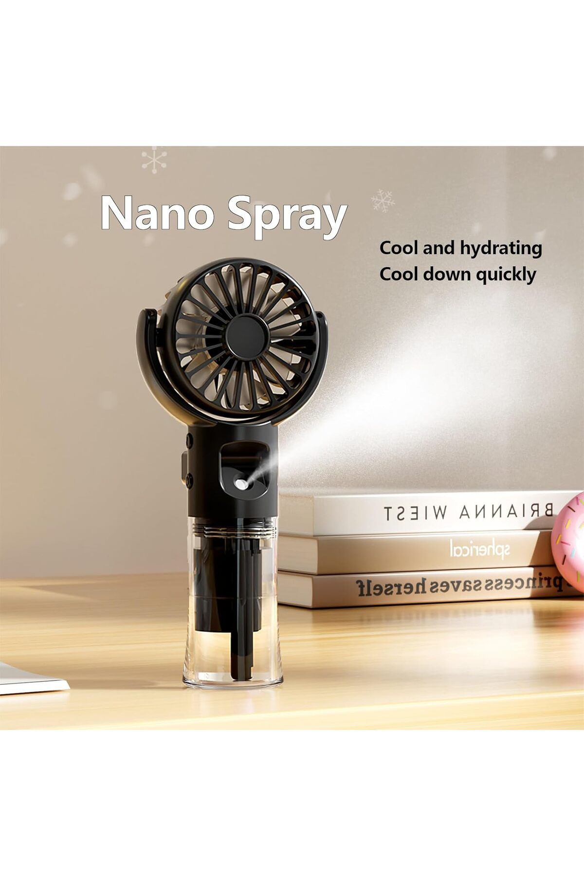 DESERT SPARK Taşınabilir El Tipi Kişisel Buharlı Vantilatör, 4 Hız Soğutmalı Su Spreyi