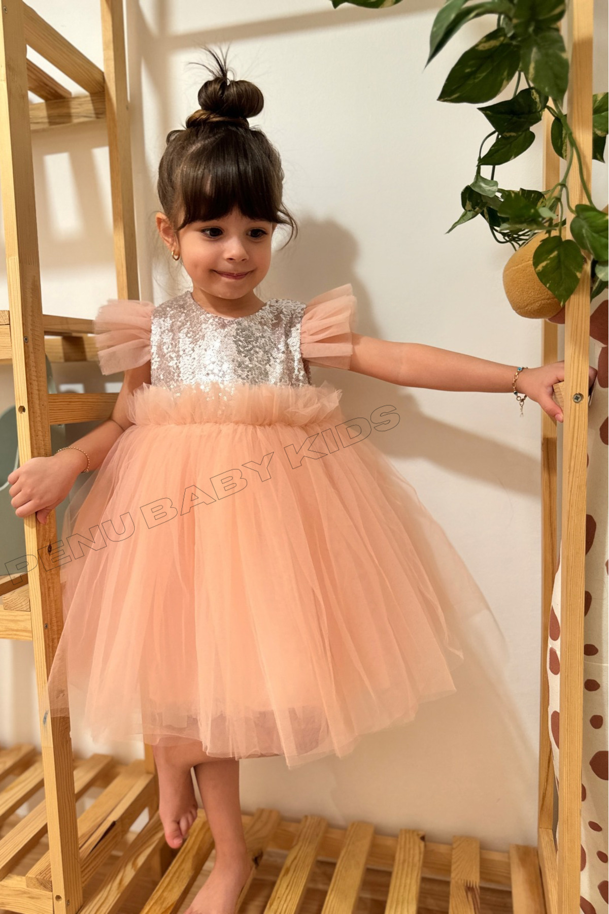 penu baby kids-Girl - Sleeveless Sequined Tulle Skirt Dress 5