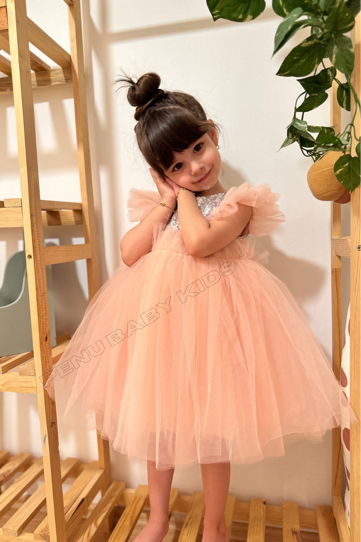 penu baby kids-Girl - Sleeveless Sequined Tulle Skirt Dress 3