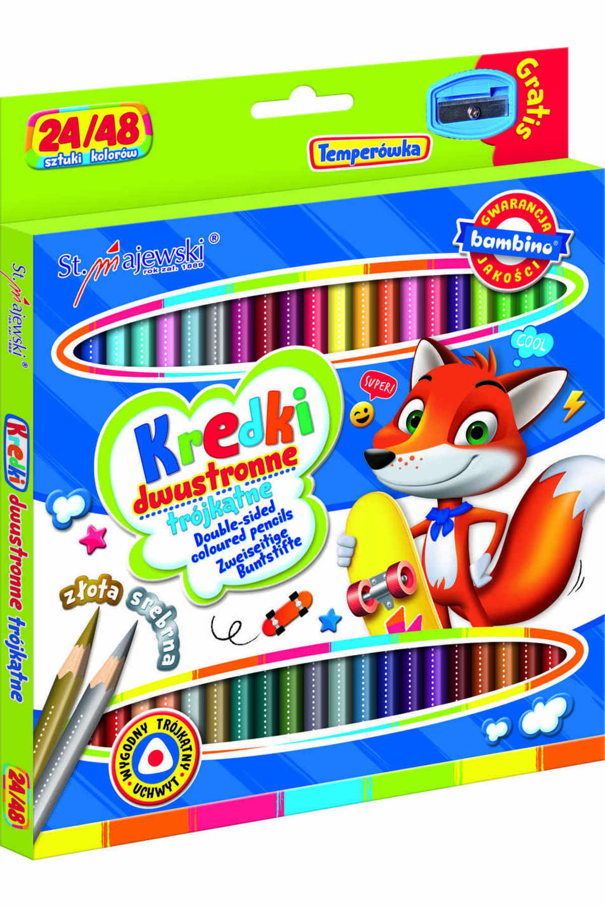 Bambino-Double-sided triangular pencils, 24/48 colors, sharpener included 1