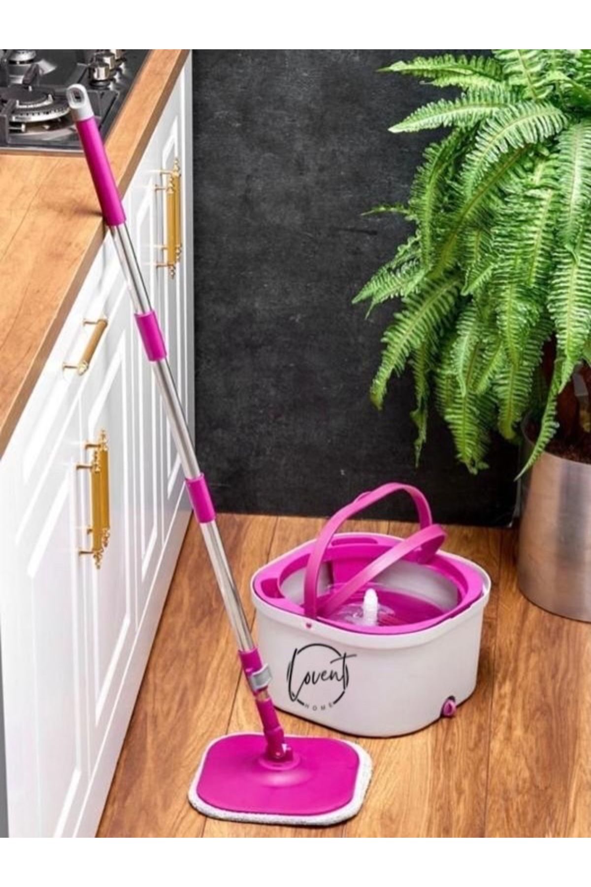 LOVENT HOME 360° Dönebilen Başlıklı Mop & Pedallı Kova Seti