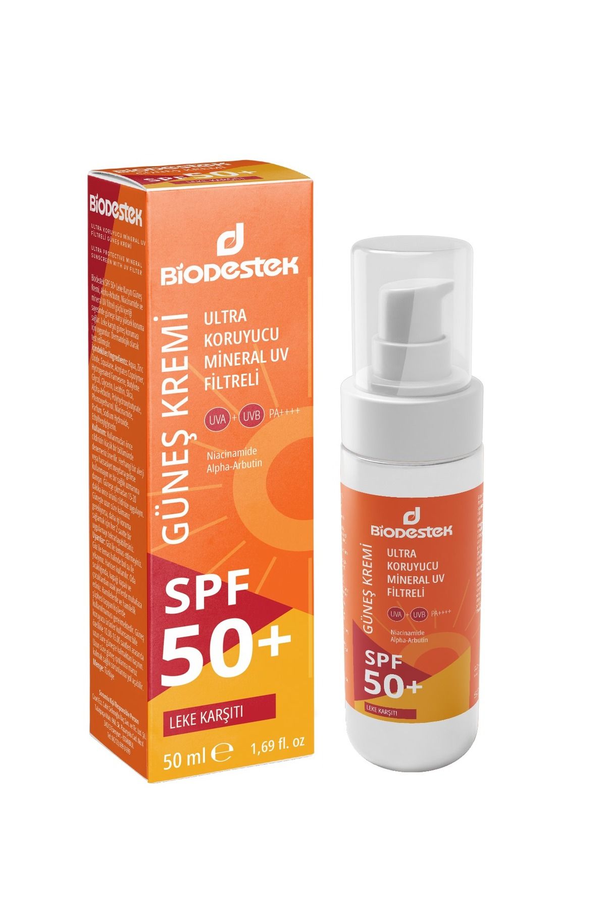 Biodestek Leke Karşıtı Alpha Arbutin Ve Niacinamide Içeren Spf50 Güneş Kremi 50ml