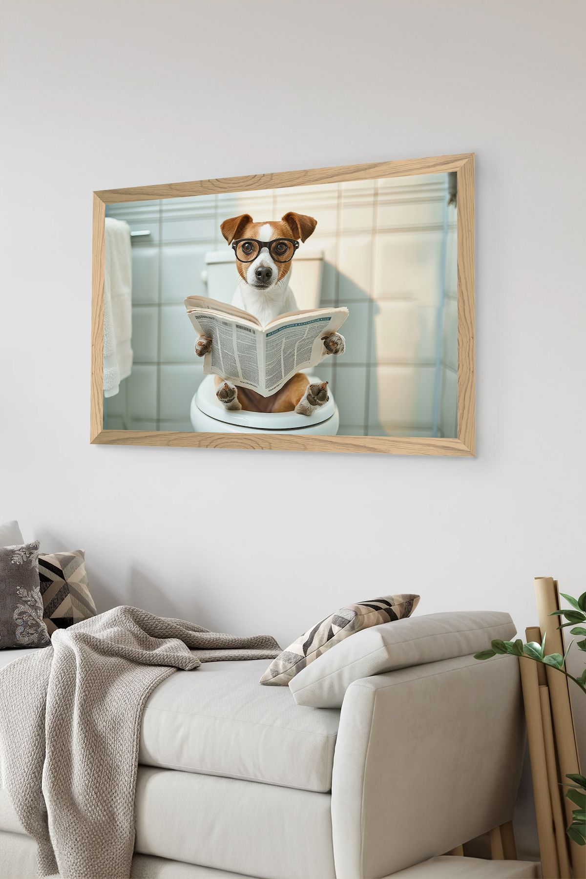 Artavessa Tek Parça Ahşap Çerçeve Görünümlü Köpek Baskılı MDF 48x33 cm Tablo - Model 47
