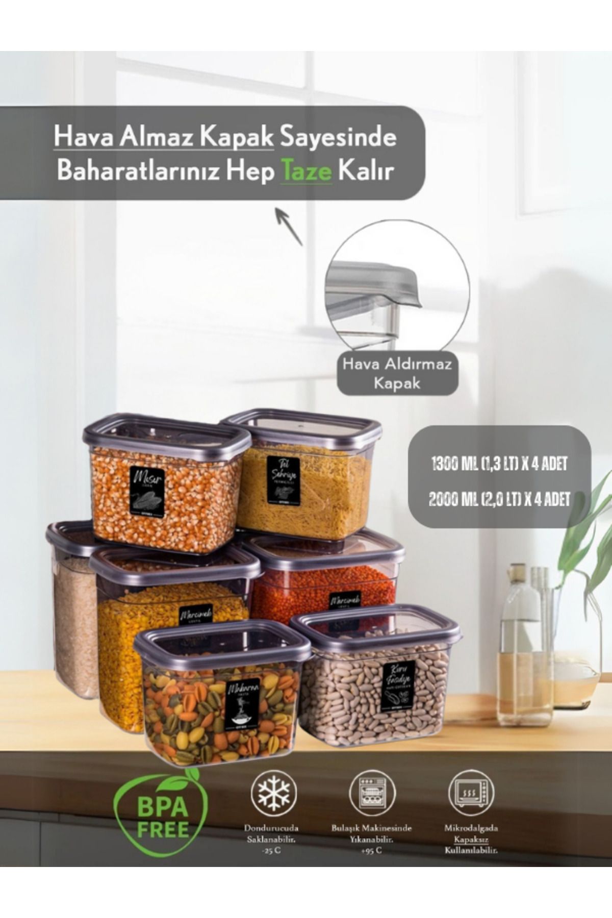 Violet 8’li Saklama Kabı Seti: 1300 ml & 2000 ml – Sızdırmaz, Şık ve Pratik Çözüm Renk