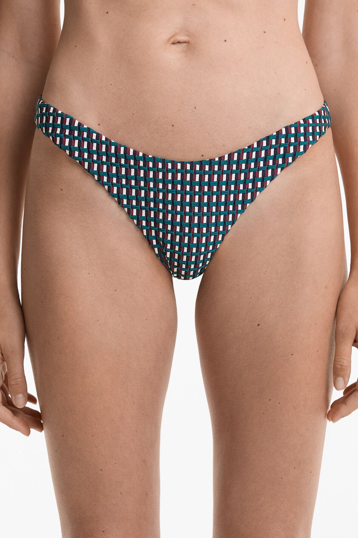Oysho Üç renkli jakarlı U kesim orta kapatıcılıkta bikini altı