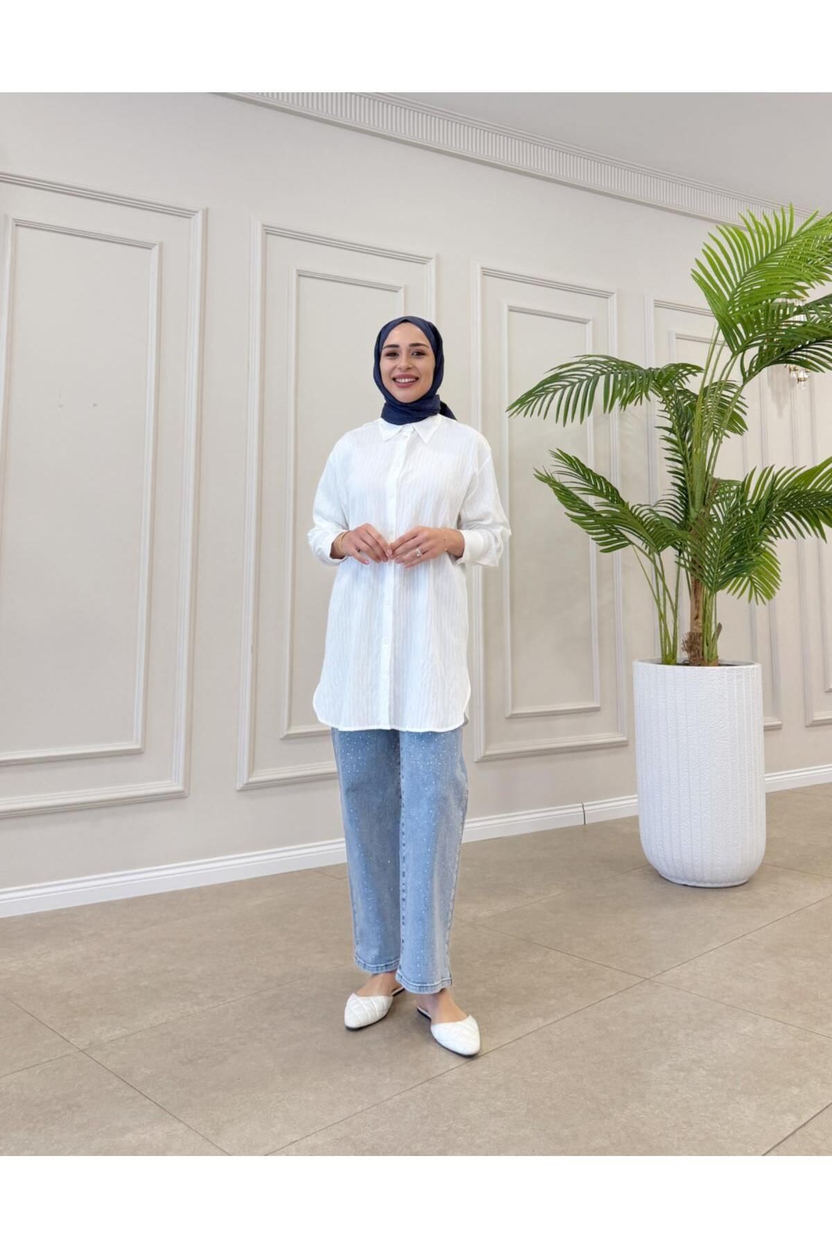 Hare Butik PAMELA VİSCON ÇİZGİLİ GÖMLEK