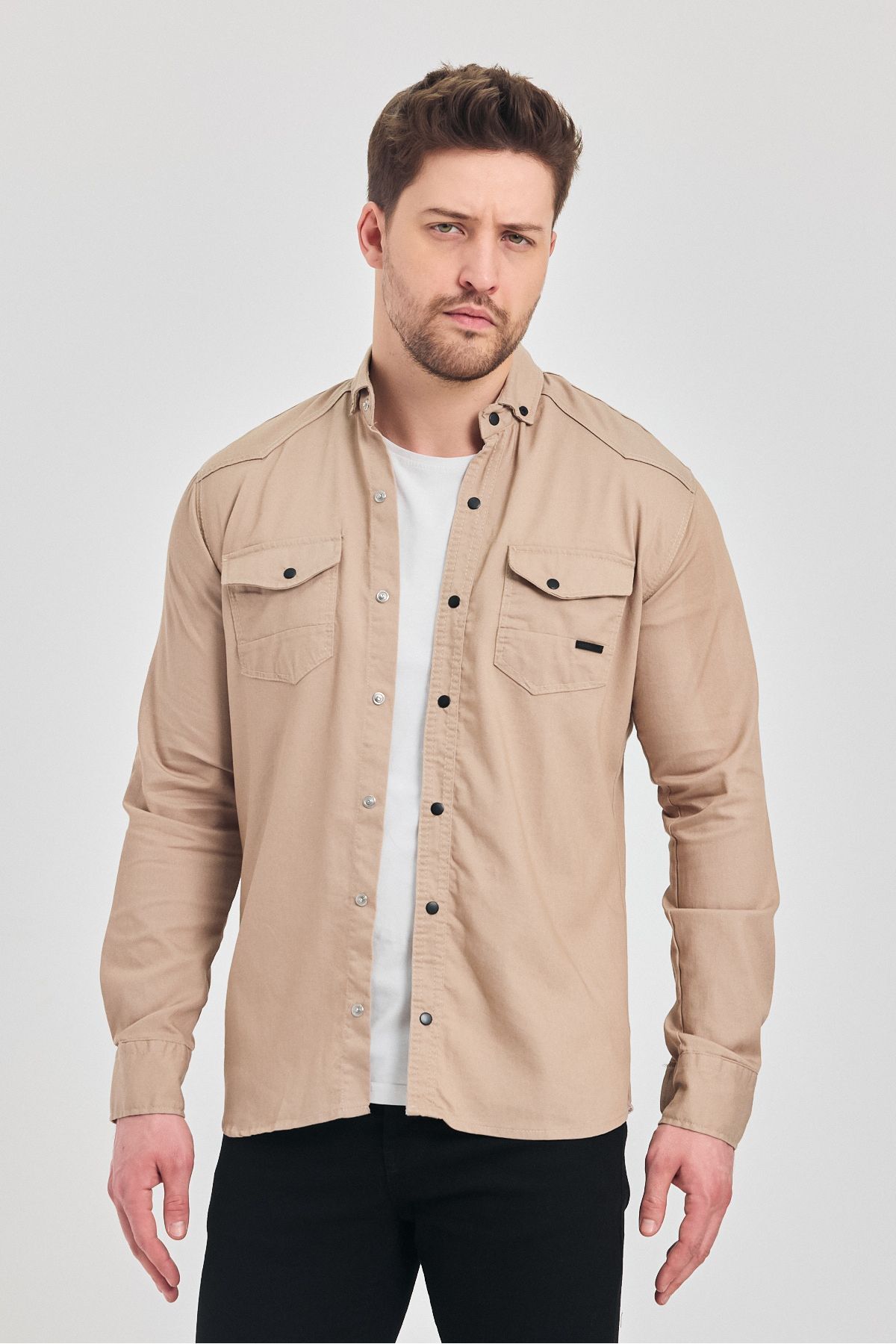 YXC SPORTS Slim Fit Dar Kalıp Pamuklu Kot Gömlek