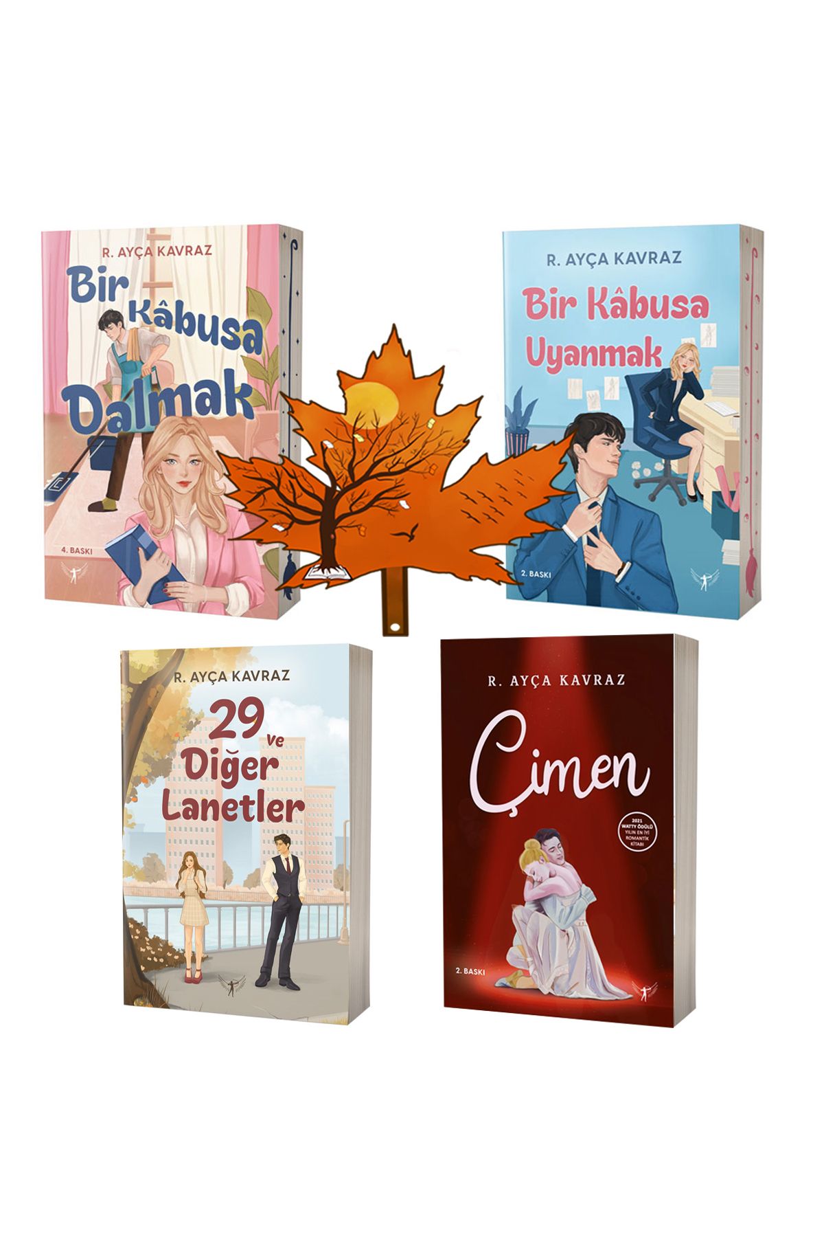 Artemis Yayınları R. Ayça Kavraz -tüm kitapları- bir kabusa dalmak - uyanmak - 29 ve Diğer Lanetler-çimen-kitap ayracı