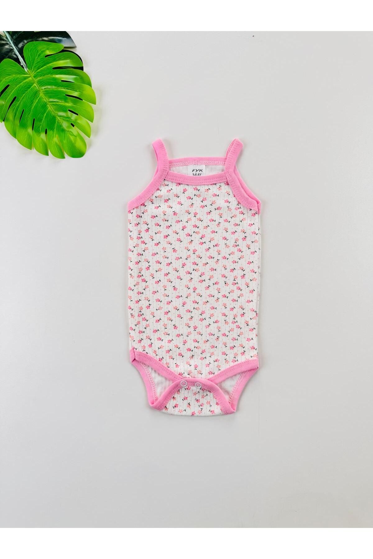 EFU BABY Çiçek Desenli Fitilli İp Askılı Kız Bebek Atlet Body