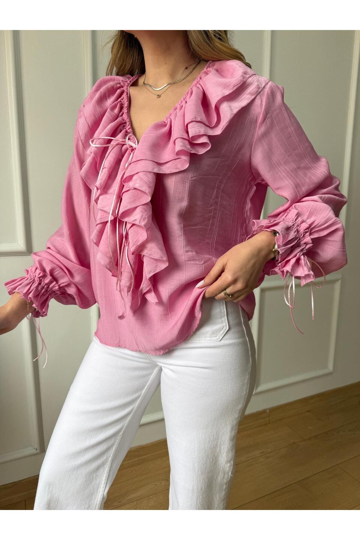 Size Özgü Pembe İsveç Bluz