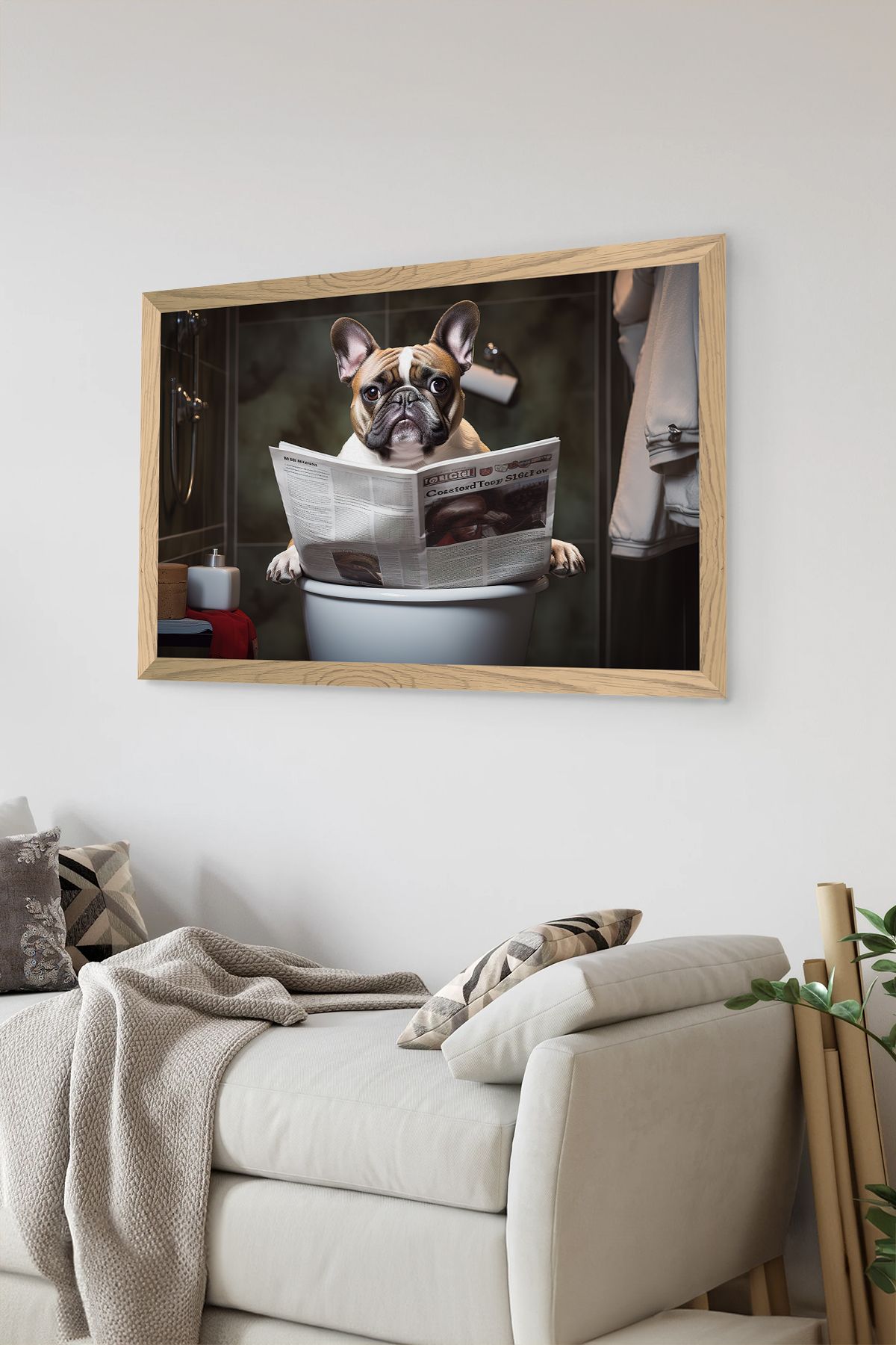 Artavessa Tek Parça Ahşap Çerçeve Görünümlü Köpek Baskılı MDF 48x33 cm Tablo - Model 41