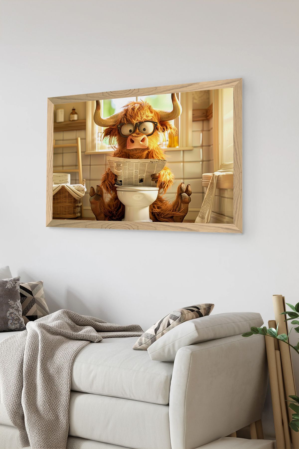 Artavessa Tek Parça Ahşap Çerçeve Görünümlü Boğa Baskılı MDF 20x30 cm Tablo - Model 55