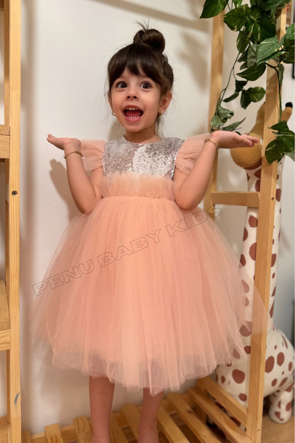 penu baby kids-Girl - Sleeveless Sequined Tulle Skirt Dress 4