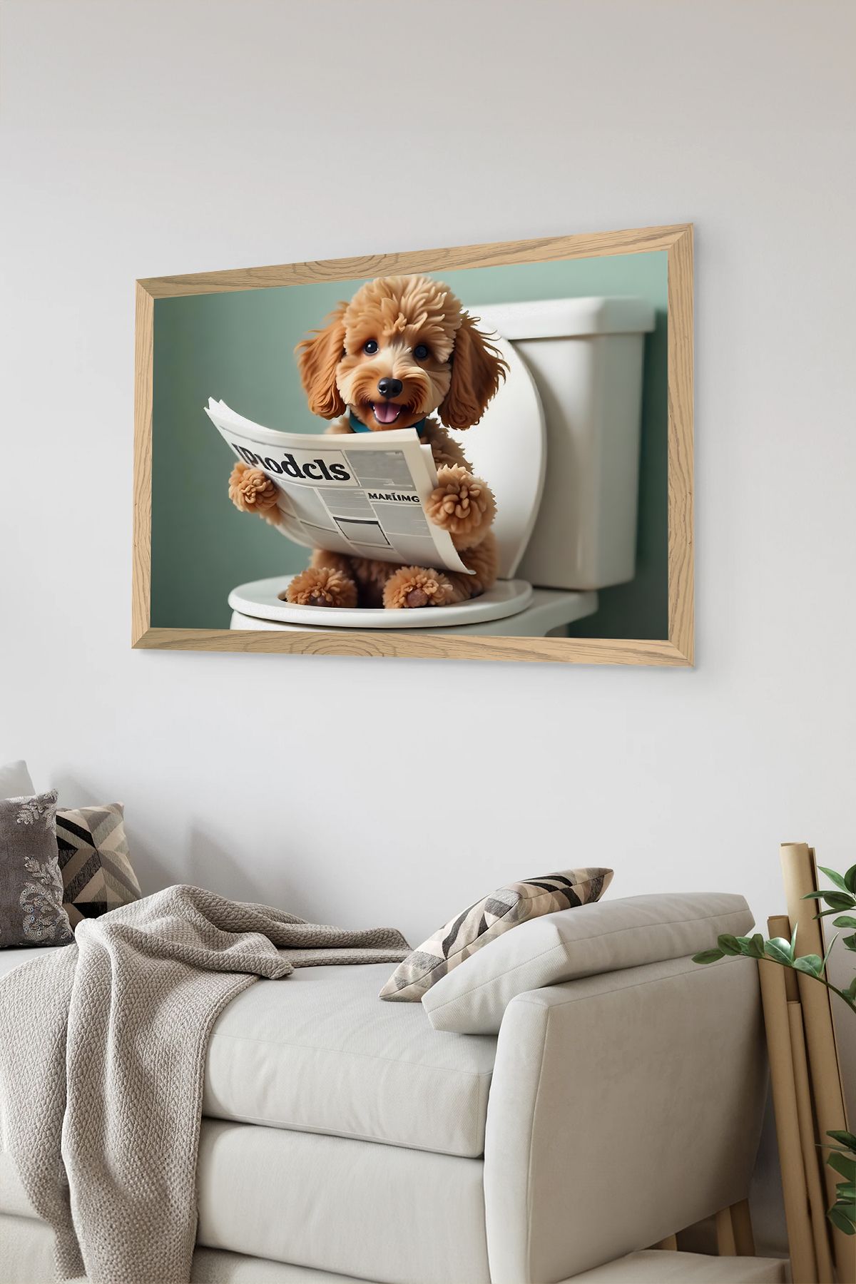 Artavessa Tek Parça Ahşap Çerçeve Görünümlü Köpek Baskılı MDF 48x33 cm Tablo - Model 5