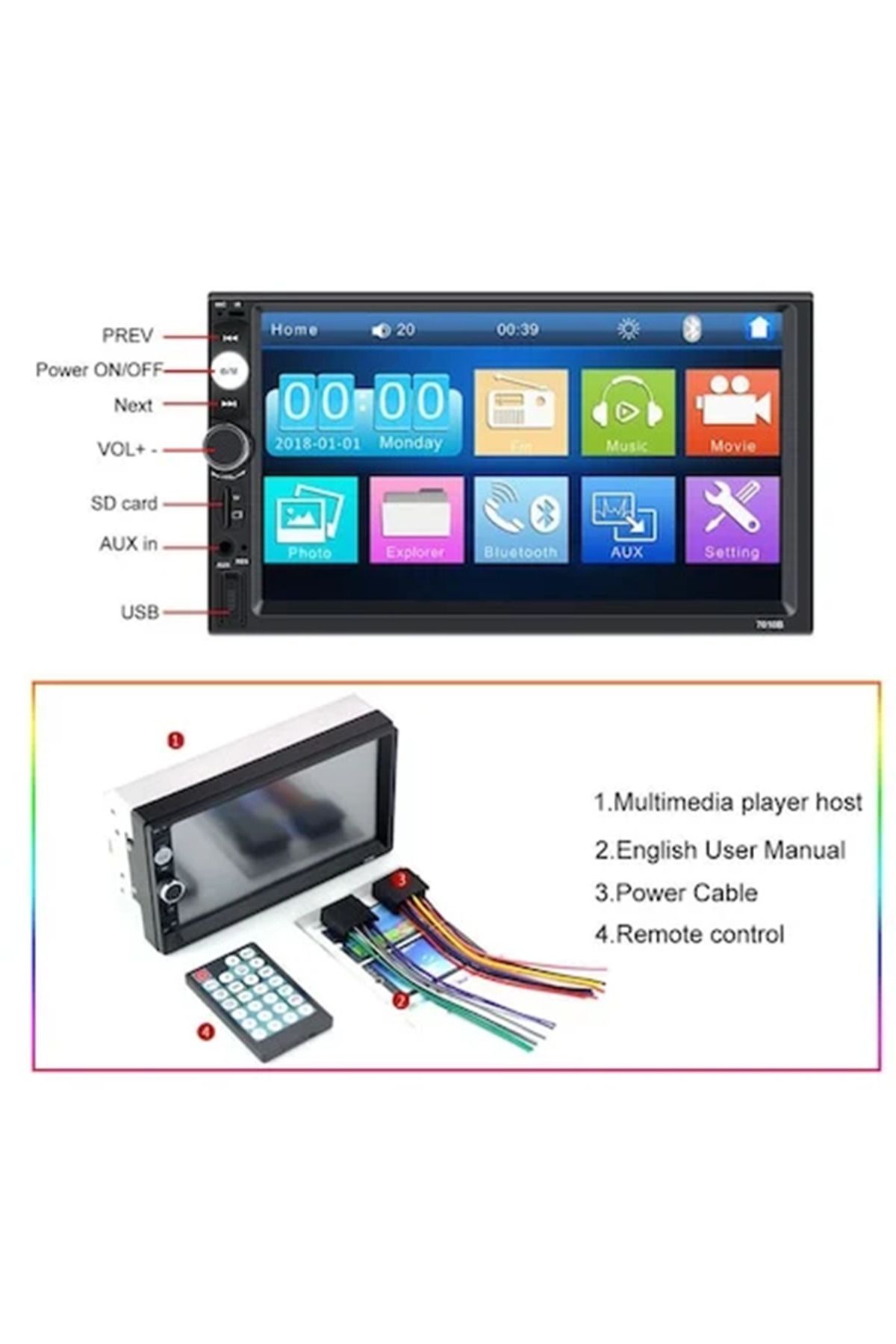 navi-it-Car Player NAVI-It MirrorLink mp5 car player 7010B, Frame, Mounting brackets, Bluetooth 6