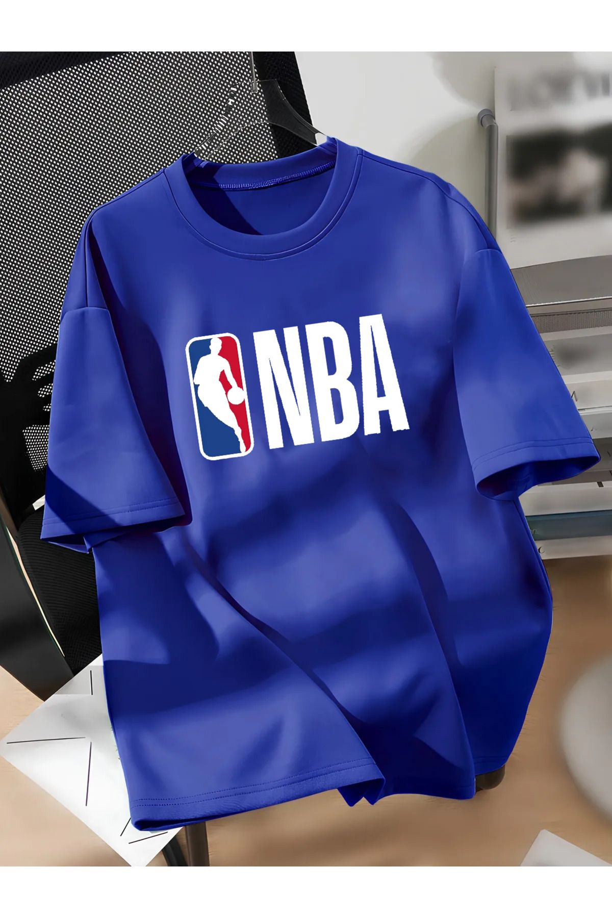 JAMPY Unisex Erkek/Kadın NBA Özel Baskılı Oversize Pamuklu T-Shirt Tişört