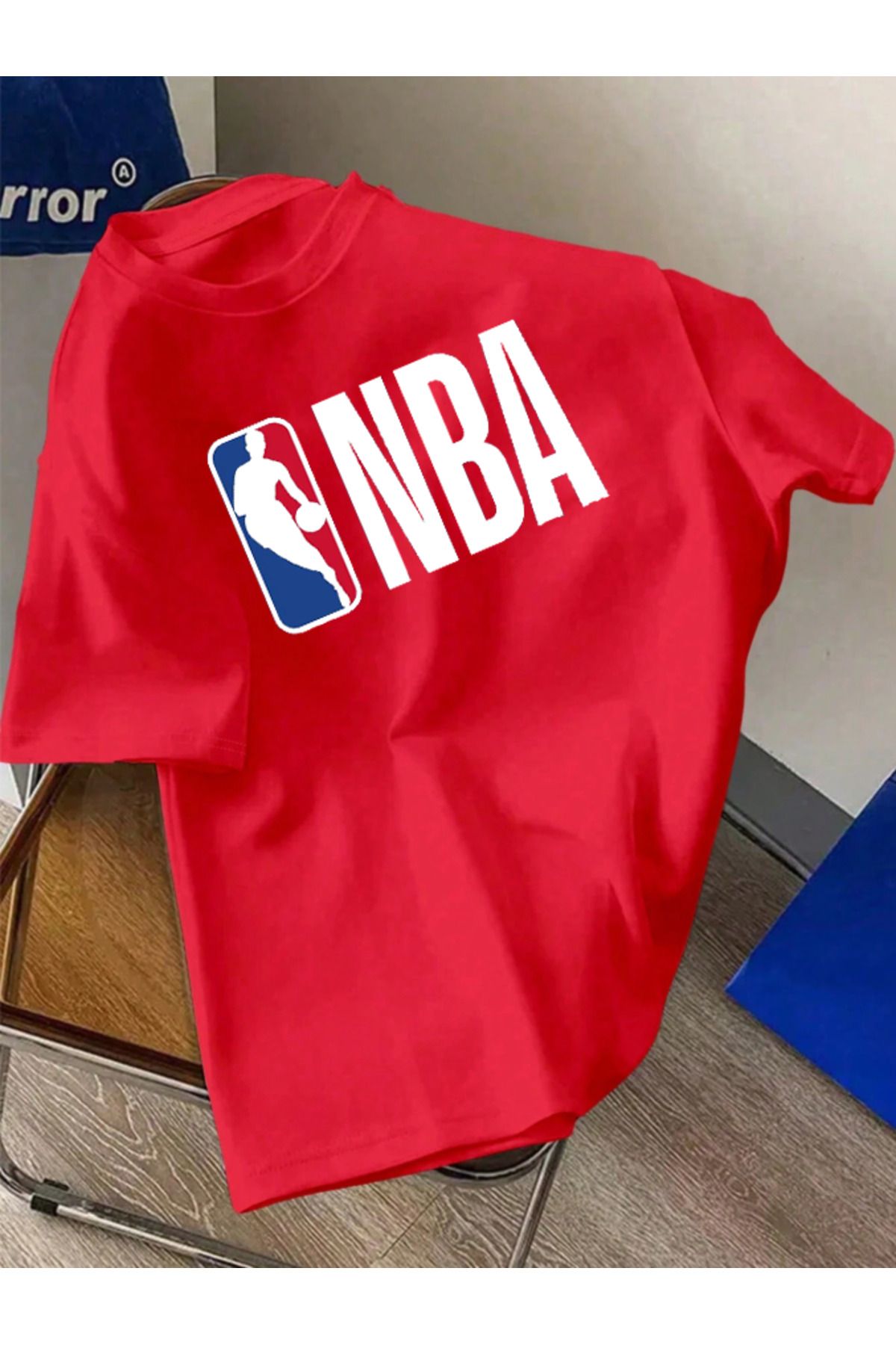 JAMPY Unisex Erkek/Kadın NBA Özel Baskılı Oversize Pamuklu T-Shirt Tişört