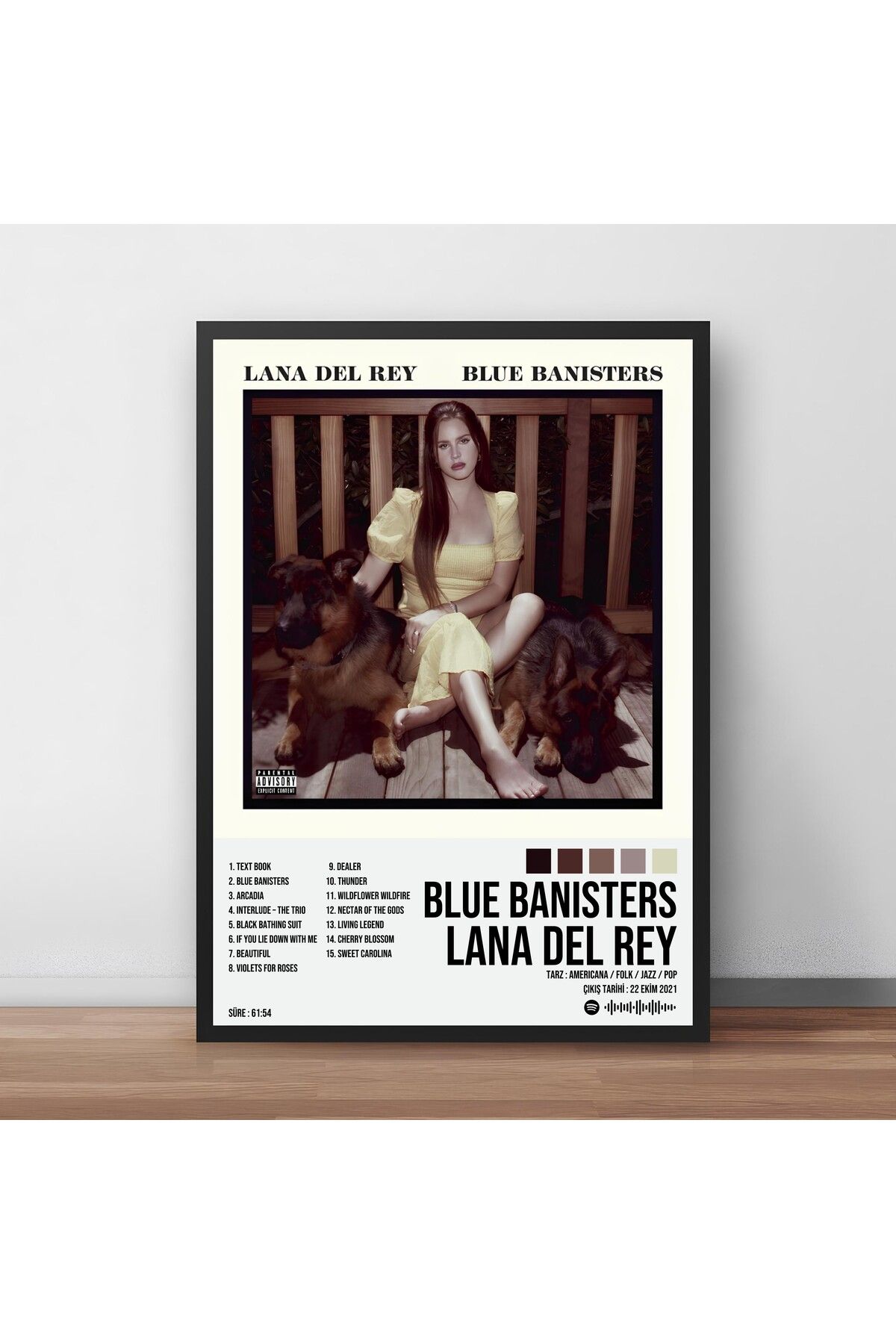 Orendart Lana Del Rey - Blue Banisters Albüm Spotify Çerçeveli Poster Tablo