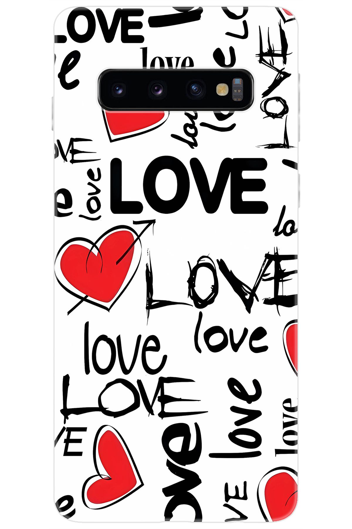 Ceppare Samsung Galaxy S10 (SM-G973F) Uyumlu Kılıf Desen Baskılı Silikon Love Kalpler STK:638 CP-1S5jWtI